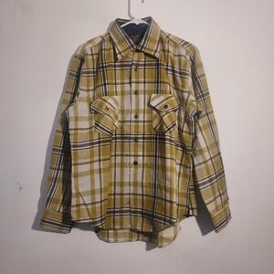 Men's vintage 60's 70's plaid wool Sears Perma-press button down